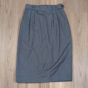 Liz Claiborne Grey Wool Midi Pencil Skirt